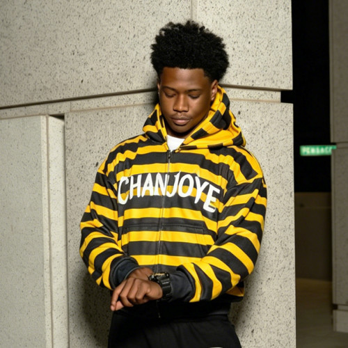 Custom Double-layer Hoodie | Striped Zipper Hoodie | 100% Cotton Designer Streetwear Hoodie