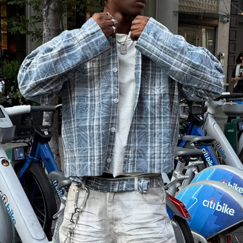 Chanjoye Custom Washed Cotton Shirt | Streetwear Crop Fit Plaid Shirt | OEM Shirt Manufacturer