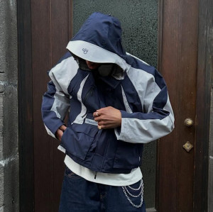 Custom Windbreaker Waterproof Jacket | Nylon Polyester Color-block Jacket | Men's Hooded Jacket