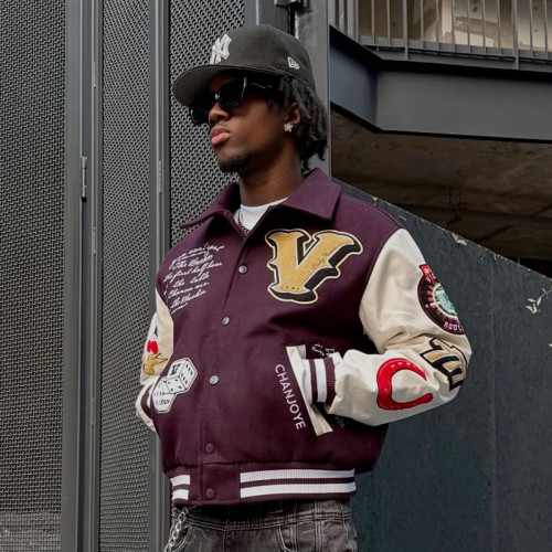 Custom Chenille Embroidered Jacket | Letterman Varsity Unisex's Jacket | Streetwear Leather Sleeve Jacket