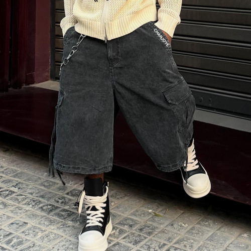 Chanjoye Custom Denim Shorts | Heavyweight Washed Shorts | High Quality Baggy Streetwear Shorts