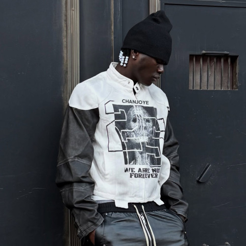 Chanjoye Custom Graphic Print Leather Jacket | High Quality Motorcycle Jacket | Streetwear Jacket