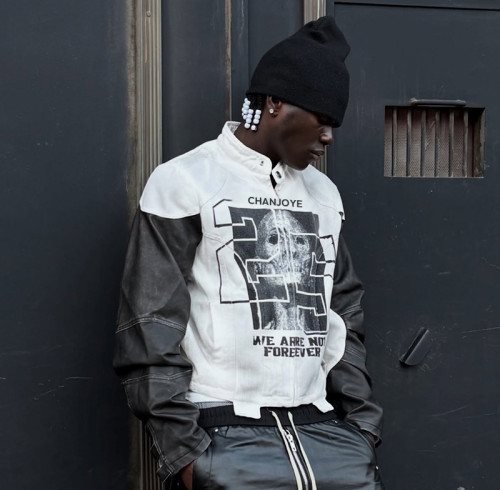 Chanjoye Custom Graphic Print Leather Jacket | High Quality Motorcycle Jacket | Streetwear Jacket
