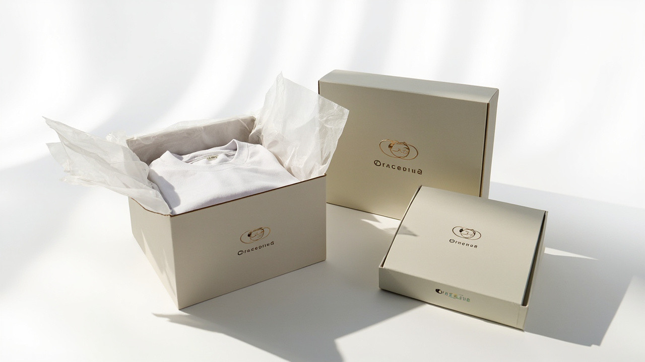 Clothing retail display with branded packaging