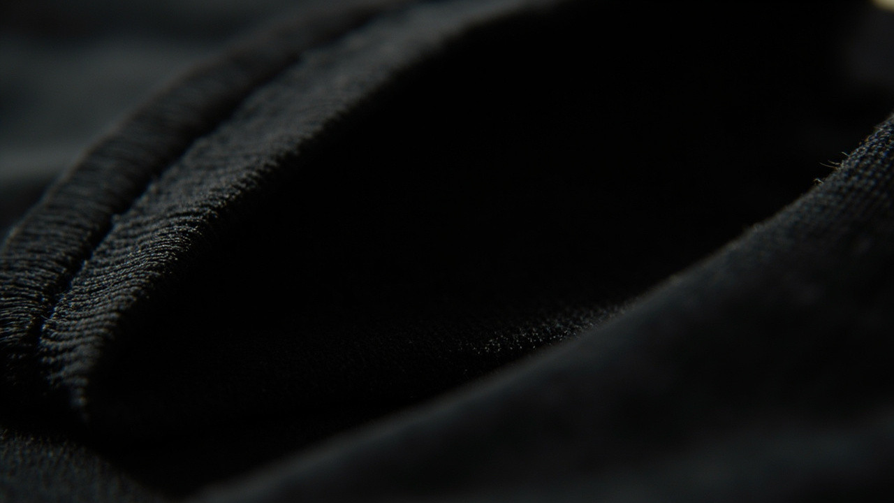 Close-up of premium short sleeve T-shirt fabric texture and stitching detail