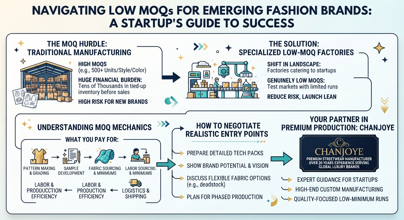 MOQ Explained: How Low Minimum Order Quantities Help Startups Launch Clothing Brands