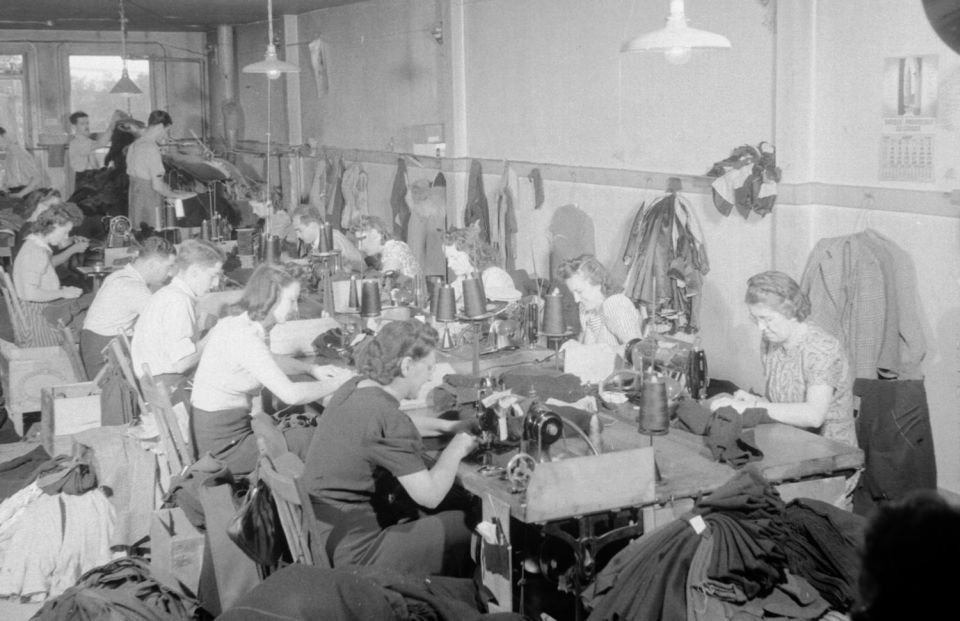 Garment cutting and assembly room in a clothing factory