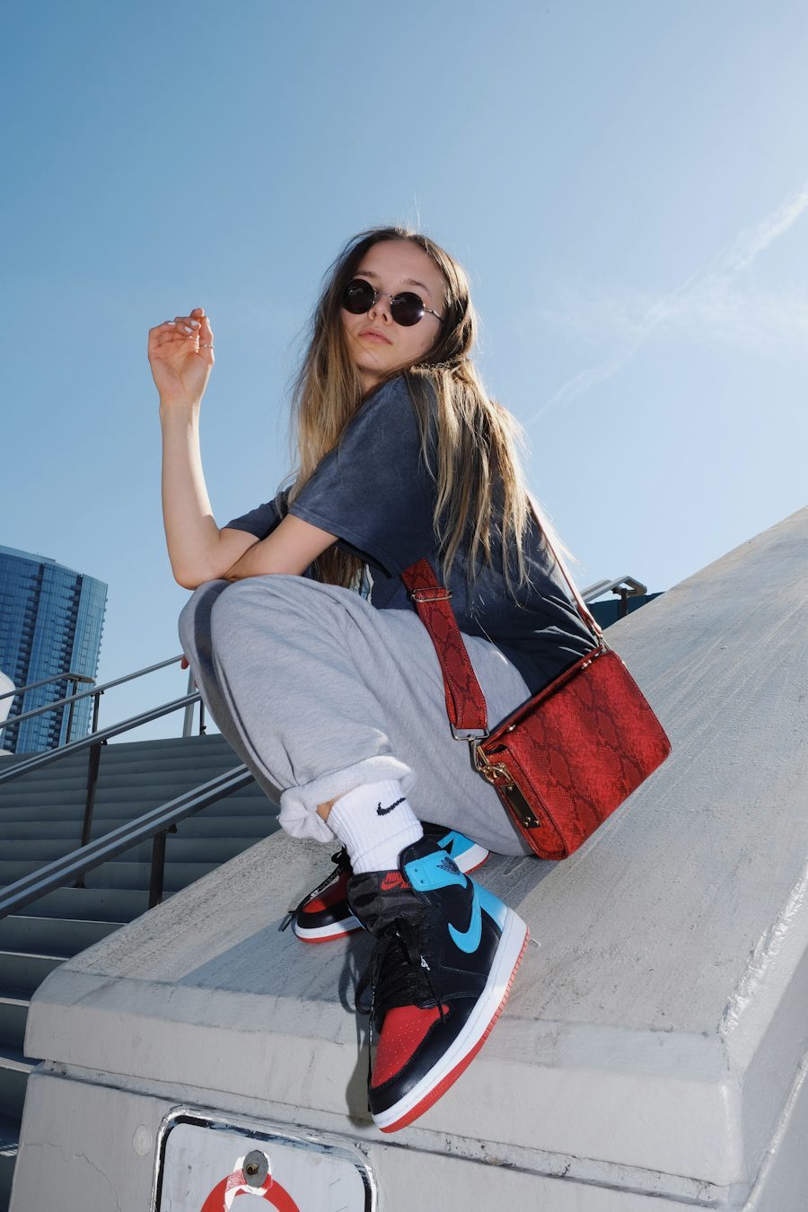 Streetwear apparel shown in an urban setting