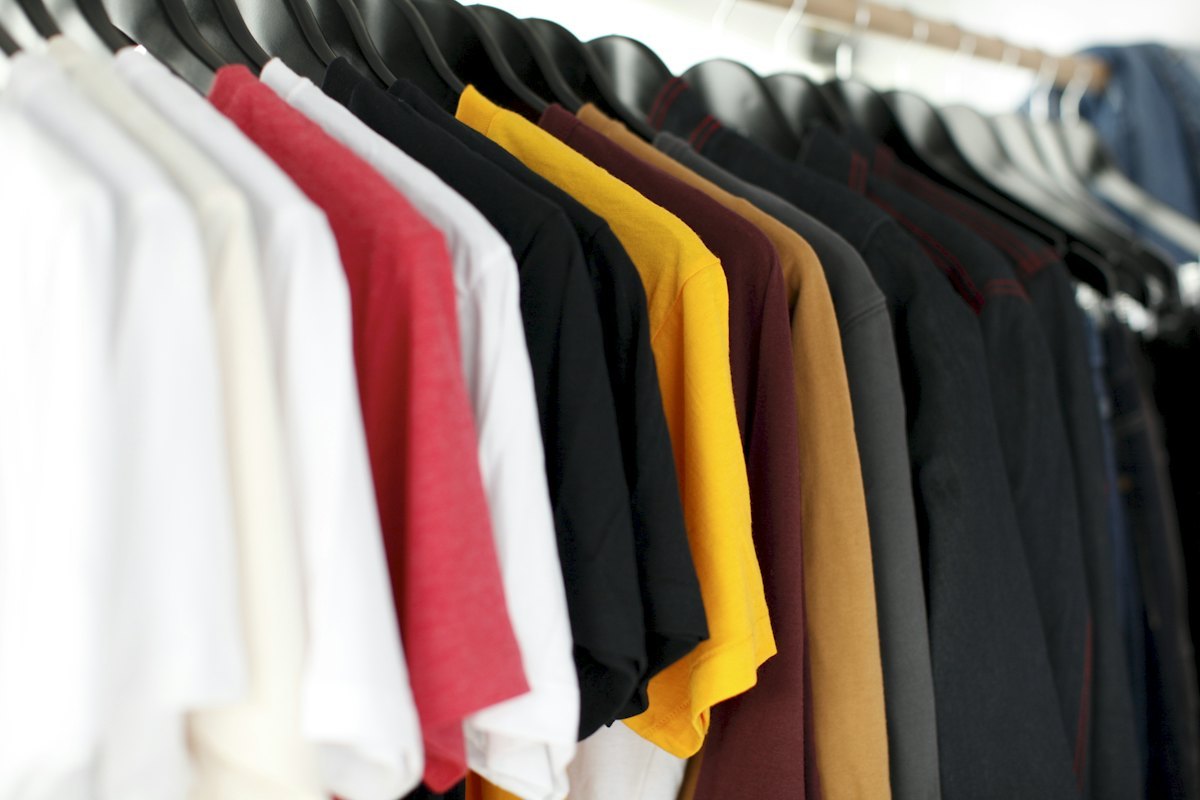 Finished streetwear garments prepared for shipping