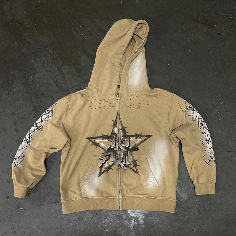 star printing hoodie