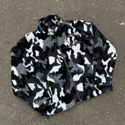 Chanjoye Custom Fleece Coat | Winter Sherpa Jacket | Camo Outerwear Loose Stand-up Collar Zipper