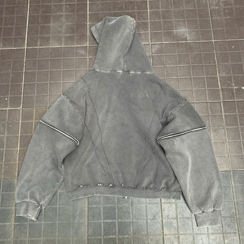 Chanjoye Custom Hoodie Cropped Heavyweight 100% Cotton Oversized High Quality Acid Wash Zip Up Hoodies