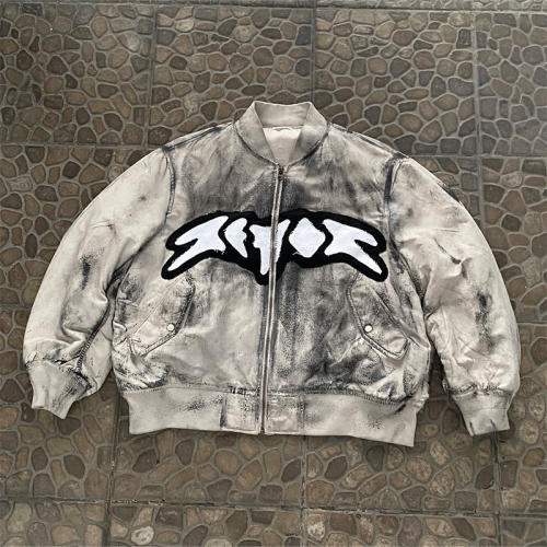 Chanjoye Custom Varsiti Jacket Distressed Crop Coats Baseball Varsiti Pu Leather Jacket