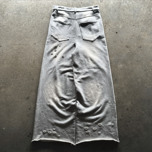 Chanjoye Custom men Sweatpants | loose distress acid wash sweat pants | oversized baggy wide leg stacked