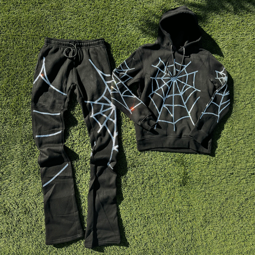 Chanjoye Custom Sweatsuit | Rhinestone Cotton Zip Up Hoodie Men Cropped Oversized Sweater Pants Jogging Suit