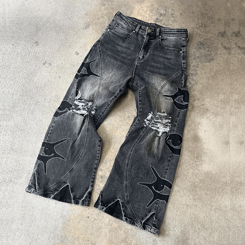 custom printing denim pants