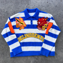 Chanjoye Custom Logo Sweater | Knitwear Mohair Sweater | Stripe Embroidered Long Sleeve