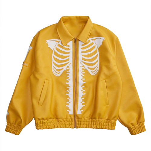 Chanjoye Custom Pu Jacket | Skeleton Printing Bomber Jacket | Streetwear Leather Jacket