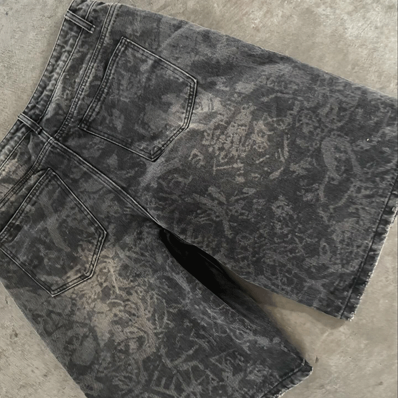 acid washed faded shorts