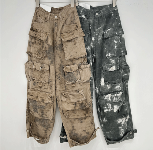 Chanjoye Custom Cargo Jeans | Straight Leg Plus Size Denim Pants Baggy Streetwear Skateboard Hip Hop