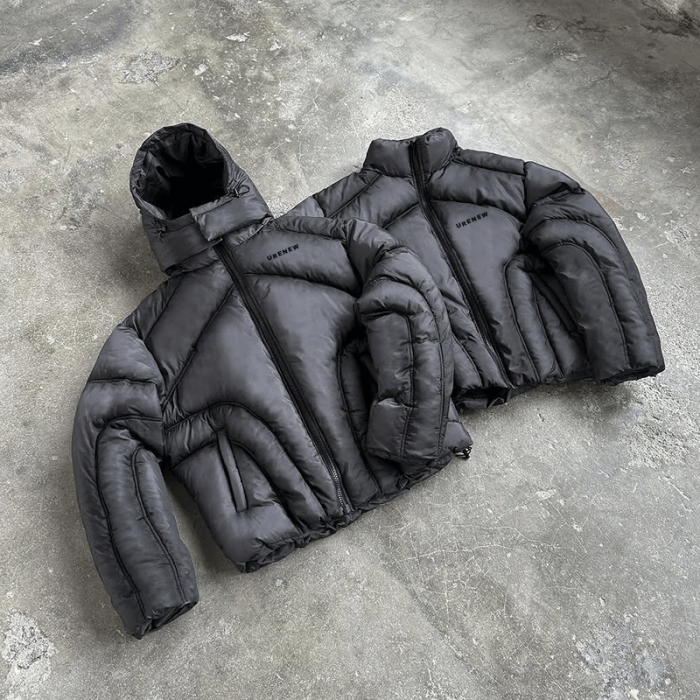 Chanjoye Puffer Jacket | Zipper Bomber down Coat | Warm Nylon Jacket | Oversized Winter Wear
