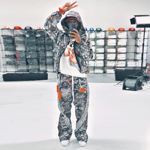 Chanjoye Custom DTG Print Tracksuits Camouflage Stacked Sets Two Pieces Hoodies Suit