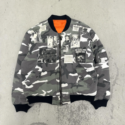 Chanjoye Custom Baseball Jacket | Vintage Camo Printing Jacket | Zip Up Padded Reversible Wear