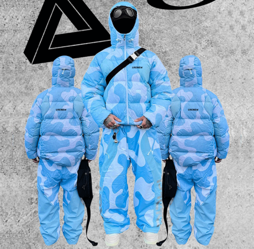 Chanjoye Custom Winter Down Suit | DTG Print Tracksuit | Camo Bubble Puffer Jacket Suit Unisex
