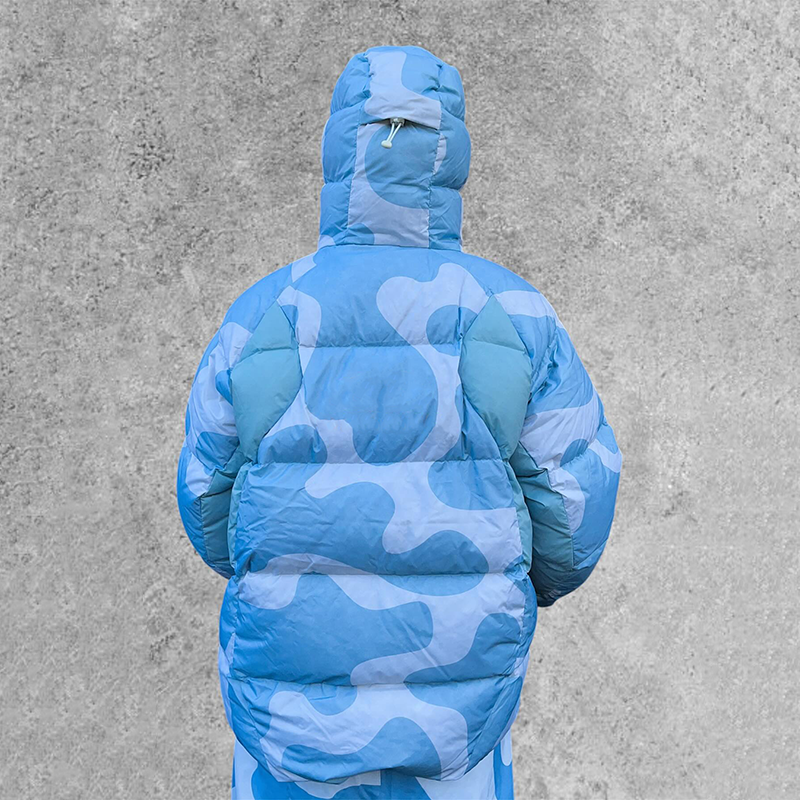 hooded puffer jacket suit