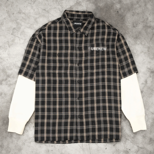 Chanjoye Custom Plaid Shirt | Waffle Long Sleeve Polo Shirts | Oversized Embroidery Logo Button Up