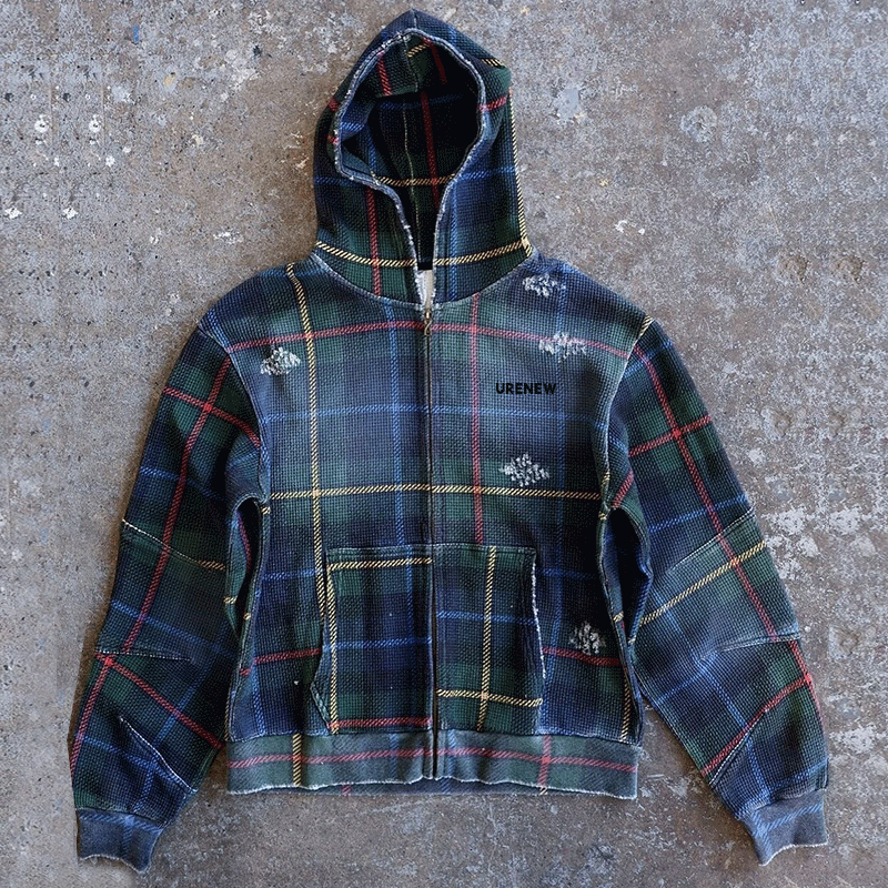 plaid zip up  jacket