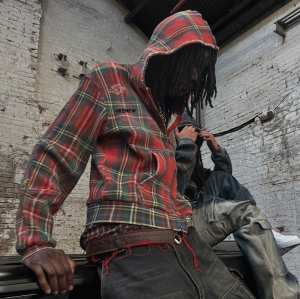 Chanjoye Custom zip up jacket | distressed plaid jacket | heavyweight acid wash cotton high quality