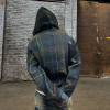 Chanjoye Custom zip up jacket | distressed plaid jacket | heavyweight acid wash cotton high quality