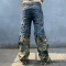 Chanjoye Custom Designs Jeans | Splicing Camo Distressed Faded Denim Pants | Acid Washed Pants