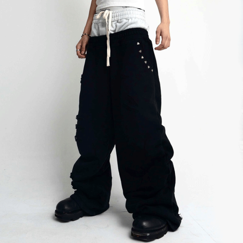 Chanjoye Custom Double Waist Sweatpants | Streetwear Stacked Pants | Jogger High Waist Baggy