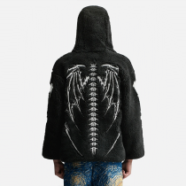 Chanjoye Custom Sherpa Coat | Lamb Wool Jacket | Skull Embroidery Fleece Coat | Winter Warm Furry