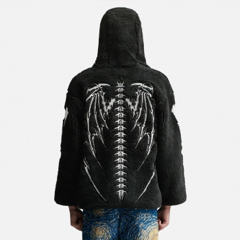 Chanjoye Custom Sherpa Coat | Lamb Wool Jacket | Skull Embroidery Fleece Coat | Winter Warm Furry