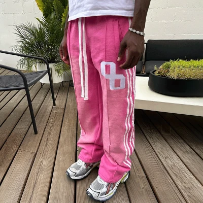 Chanjoye Custom men Sweatpants | loose distress acid wash sweat pants | oversized baggy wide leg stacked