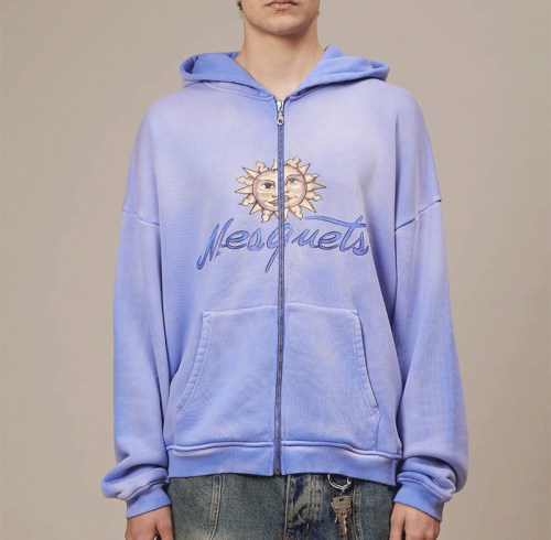 Chanjoye Custom Streetwear Hoodie | Zip Up Hoodie Manufaturer | Oversized Acid Wash Sun Faded Hoodie