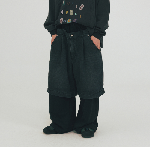 Chanjoye Custom Raw Jeans Pants | Baggy Denim Shorts Factory | Vintage Splice Long Jeans Wholesale