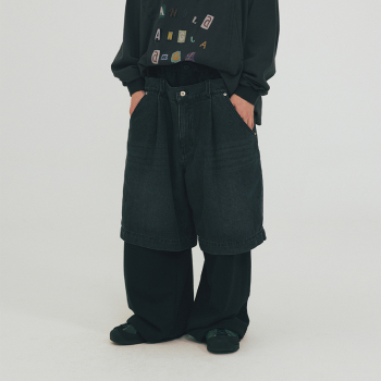Chanjoye Custom Raw Jeans Pants | Baggy Denim Shorts Factory | Vintage Splice Long Jeans Wholesale