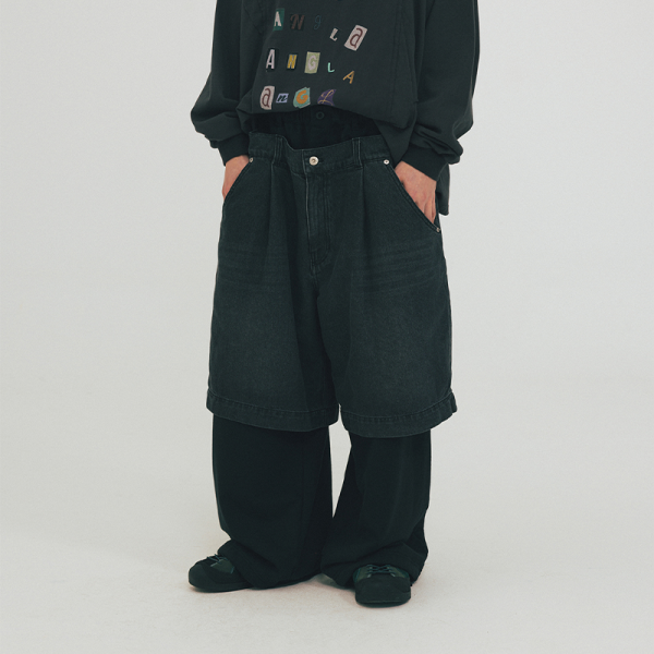 Chanjoye Custom Raw Jeans Pants | Baggy Denim Shorts Factory | Vintage Splice Long Jeans Wholesale