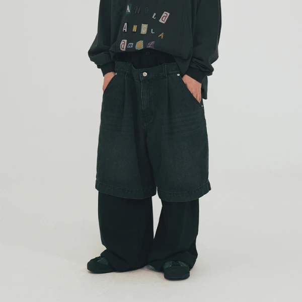 Chanjoye Custom Raw Jeans Pants | Baggy Denim Shorts Factory | Vintage Splice Long Jeans Wholesale