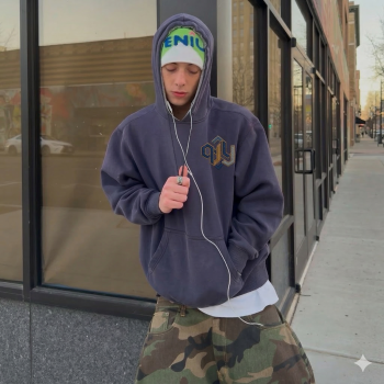 Custom Embroideried Logo Hoodie | Oversize Heavyweight Hoodie | Acid Wash Distressed Hoodie