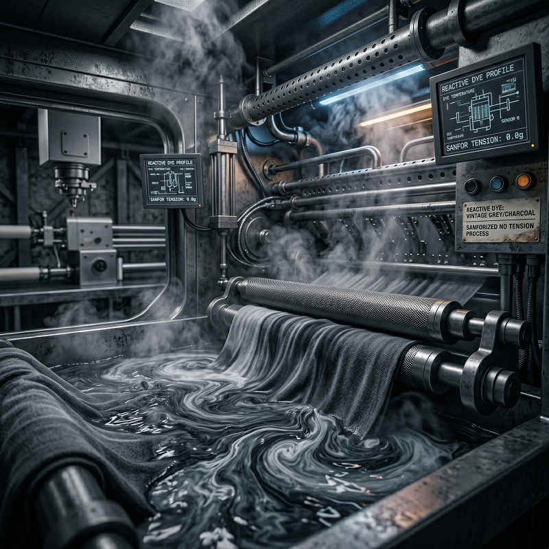Pre-shrinking and eco-friendly high-overflow fixation
