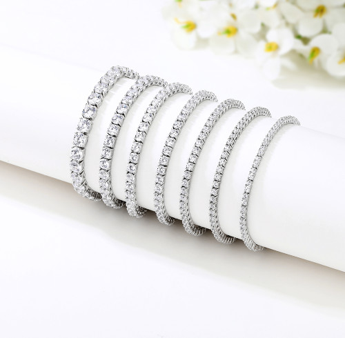 Bracciale tennis in argento sterling 925 all'ingrosso | Bracciale tennis classico alla moda con zirconi per donna