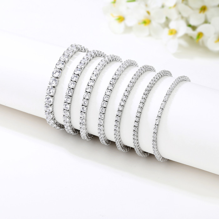 Bracciale tennis in argento sterling 925 all'ingrosso | Bracciale tennis classico alla moda con zirconi per donna