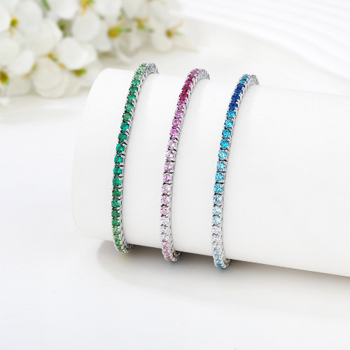 Pulsera de tenis clásica personalizada de plata de ley 925 | Pulsera de tenis con circonitas cúbicas de alta calidad para mujer