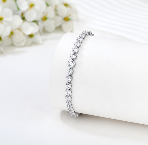 Nuovi arrivi: squisito bracciale tennis in argento 925 con zirconi | Bracciale tennis di tendenza per donna, stile popolare