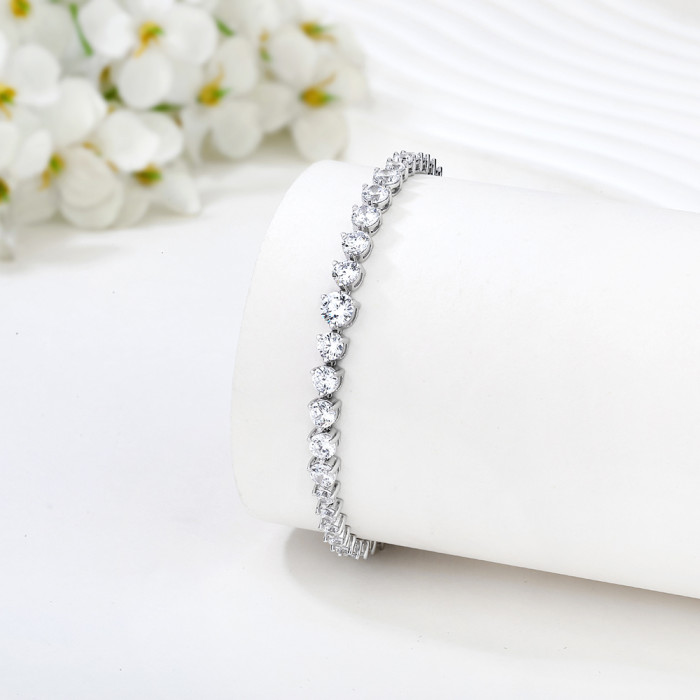 Nuovi arrivi: squisito bracciale tennis in argento 925 con zirconi | Bracciale tennis di tendenza per donna, stile popolare